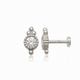 Beaded CZ Bezel Trinity Piercing Ear-Stud Internally Threaded