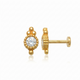 Beaded CZ Bezel Trinity Piercing Ear-Stud Internally Threaded