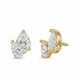 Brilliant Leaf Threaded Stud in Solid yellow gold with CZ(Left)