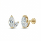 Brilliant Leaf Solid Yellow Gold Threaded Stud for the right ear