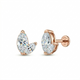 Brilliant Leaf Solid Rose Gold Threaded Stud for the right ear