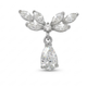 Angel Wing w/dangling CZ pear solid white gold Curved bar