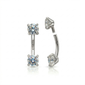 Solid gold Internally threaded curved barbel w/front facing CZ