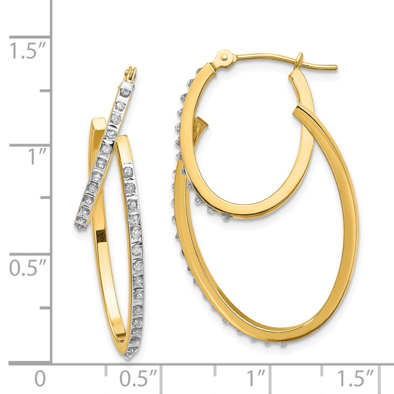 Diamond Fascination 14k Gold Greek Key Hoop Earrings