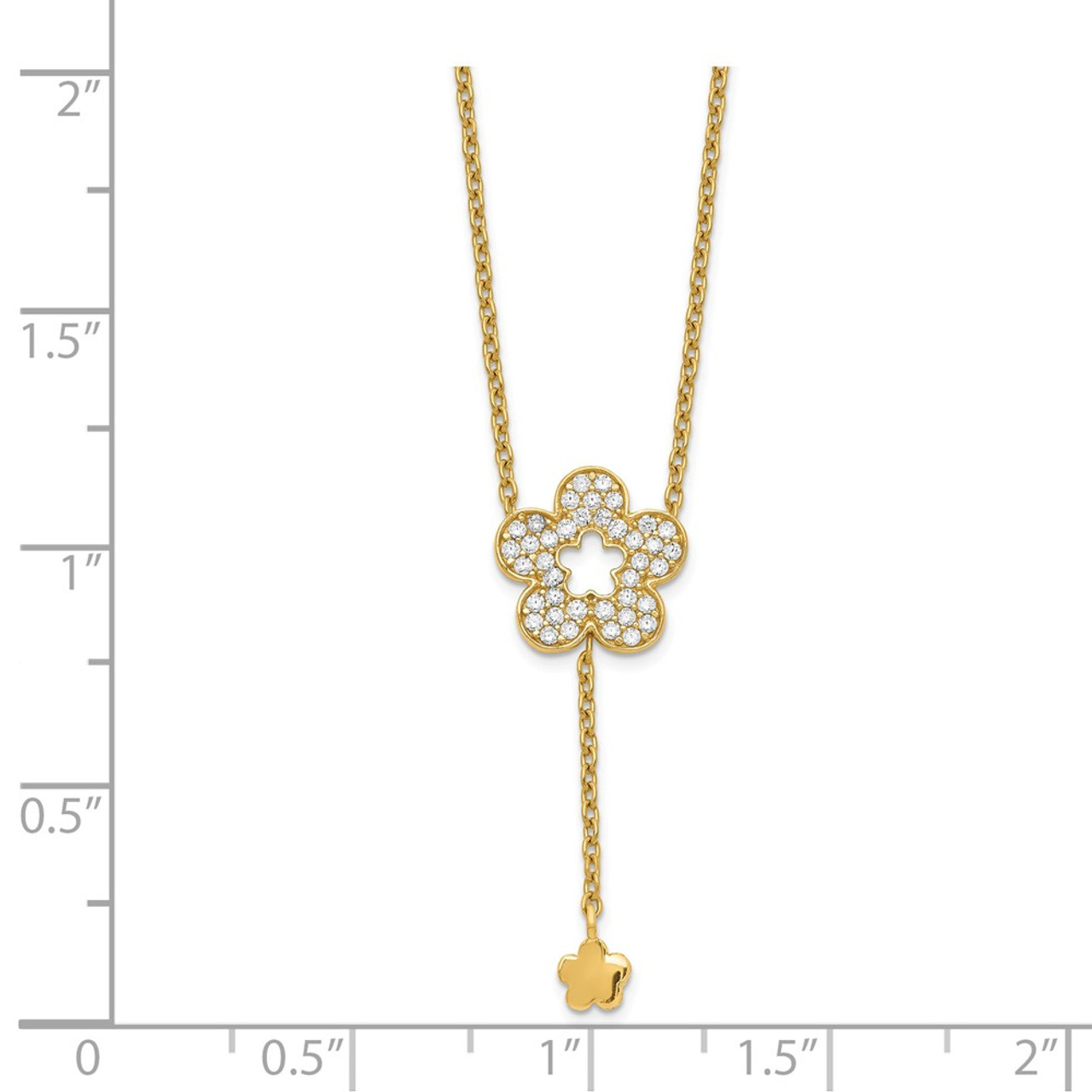 14K Flower CZ Necklace - LaneMax Jewelry