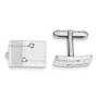 Sterling Silver Rhodium-plated Rectangle with CZ Cuff Links