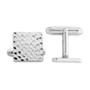 Sterling Silver Rhodium-plated Diamond-cut Square Cuff Links