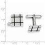 Sterling Silver Rhodium-plated and Black Enamel Groove Square Cuff Links