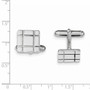 Sterling Silver Rhodium-plated Grooved Design Cuff Links