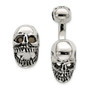 Sterling Silver Antiqued Black Ink Texture Moveable Skull Cuff Links