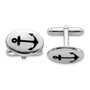 Sterling Silver Rhodium-plated Black Anchor Enamel Oval Cuff Link