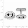 Sterling Silver Rhodium-plated Black Anchor Enamel Oval Cuff Link