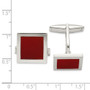 Sterling Silver Red Agate Cuff Links