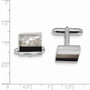 Sterling Silver Rhodium-plated Onyx and White/Grey MOP Cuff Links