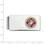 Sterling Silver Rhodium U.S. Marine Corp Money Clip w/ gold border