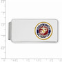 Sterling Silver Rhodium U.S. Marine Corp Money Clip w/gold border, silver