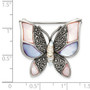 Sterling Silver Marcasite Mother of Pearl Butterfly Pin