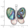 Sterling Silver Rhodium-plated CZ Mother of Pearl & Abalone Pin/Pendant