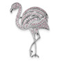 Sterling Silver Rhodium-plated Pink CZ Flamingo Pin