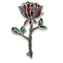 Sterling Silver Antiqued Red & Green Epoxy Marcasite Flower Pin