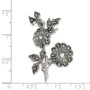 Sterling Silver Antiqued Marcasite & Acrylic Pearl Flowers Pin