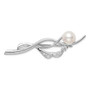 Sterling Silver Rhodium-plated CZ FW Cultured Pearl Pin