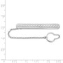 Sterling Silver Rhodium-plated Wave Design w/Button Chain Tie Bar