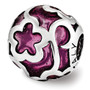 Sterling Silver Reflections Purple Floral Enameled Bead