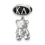 Sterling Silver Logoart Kappa Delta Oval With Teddy Bear Dangle Bead