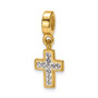 Sterling Silver Gold-plated Reflections Swarovski Cross Dangle Bead