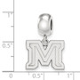 Sterling S. Rh-plated LogoArt Montana State University Small Dangle Bead