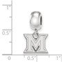 Sterling Silver Rh-plated LogoArt Miami University XS Dangle Bead Charm