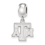 Sterling Silver Rh-plated LogoArt Texas A&M University Small Dangle Bead