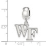 Sterling S. Rh-plated LogoArt Wake Forest University Small Dangle Bead