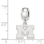 Sterling Silver Rh-plated LogoArt Michigan (Univ Of) XS Dangle Bead Charm