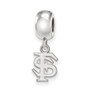 Sterling S. Rh-p LogoArt Florida State University XS Dangle Bead Charm