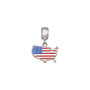 S/S FLAG IN US MAP ENAMELED ON HEART BEAD BAIL