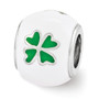 Sterling Silver Reflections White & Green Enamel Clover Bead