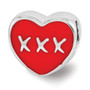 Sterling Silver Reflections Red Enamel LOVE & XXX Heart Bead