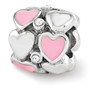 Sterling Silver Reflections Pink Enamel Swarovski Crystal Hearts Bead