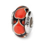 Sterling Silver Reflections Red Heart Hand-blown Glass Bead