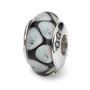 Sterling Silver Reflections Black/Grey Hand-blown Glass Bead