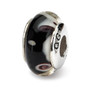 Sterling Silver Reflections Black/Grey Hand-blown Glass Bead