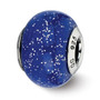 Sterling Silver Reflections Dark Blue w/Silver Glitter Italian Murano Bead