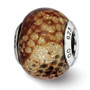 Sterling Silver Reflections Lt Brown Python Glitter Overlay Glass Bead