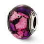 Sterling Silver Reflections Italian Pink Decorative Overlay Glass Bead