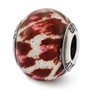 Sterling Silver Reflections Italian Pink & Brown w/Glitter Glass Bead