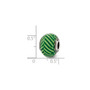 Sterling Silver Reflections Italian Green Stripes w/Glitter Glass Bead