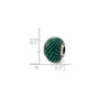 Sterling Silver Reflections Italian Teal Stripes w/Glitter Glass Bead