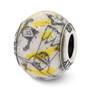 Sterling Silver Reflections Italian Decorative Yellow & White Glass Bead